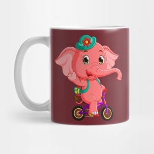 elephant riding bicycle Mug